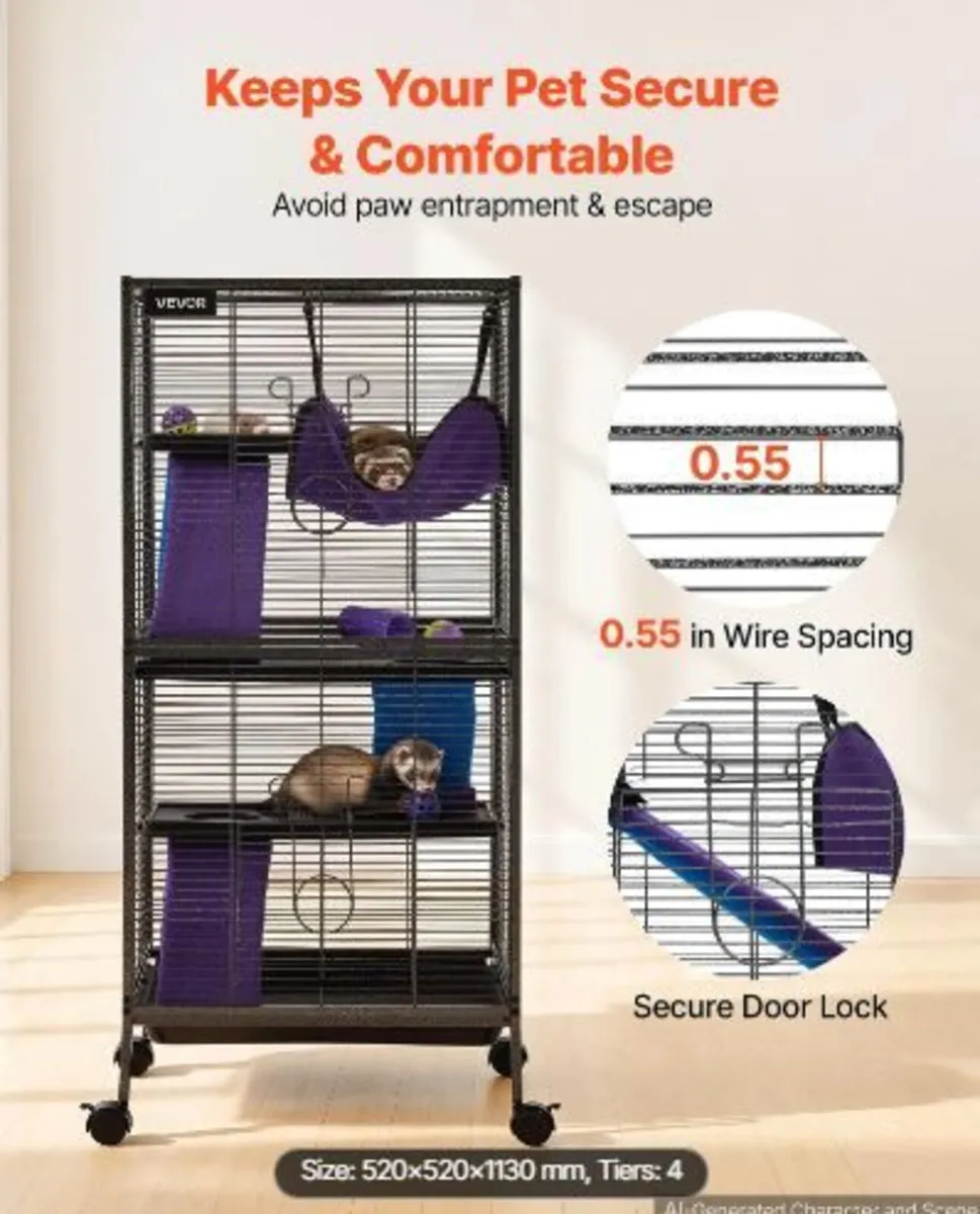 Metal Small Animal Cage 113 cm 4-Tier - Image 1
