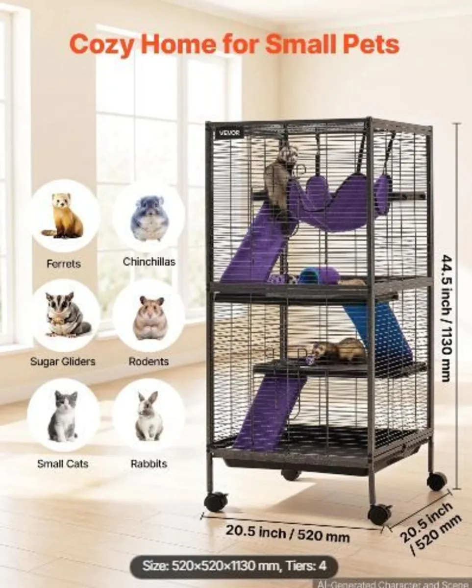 Metal Small Animal Cage 113 cm 4-Tier - Image 2