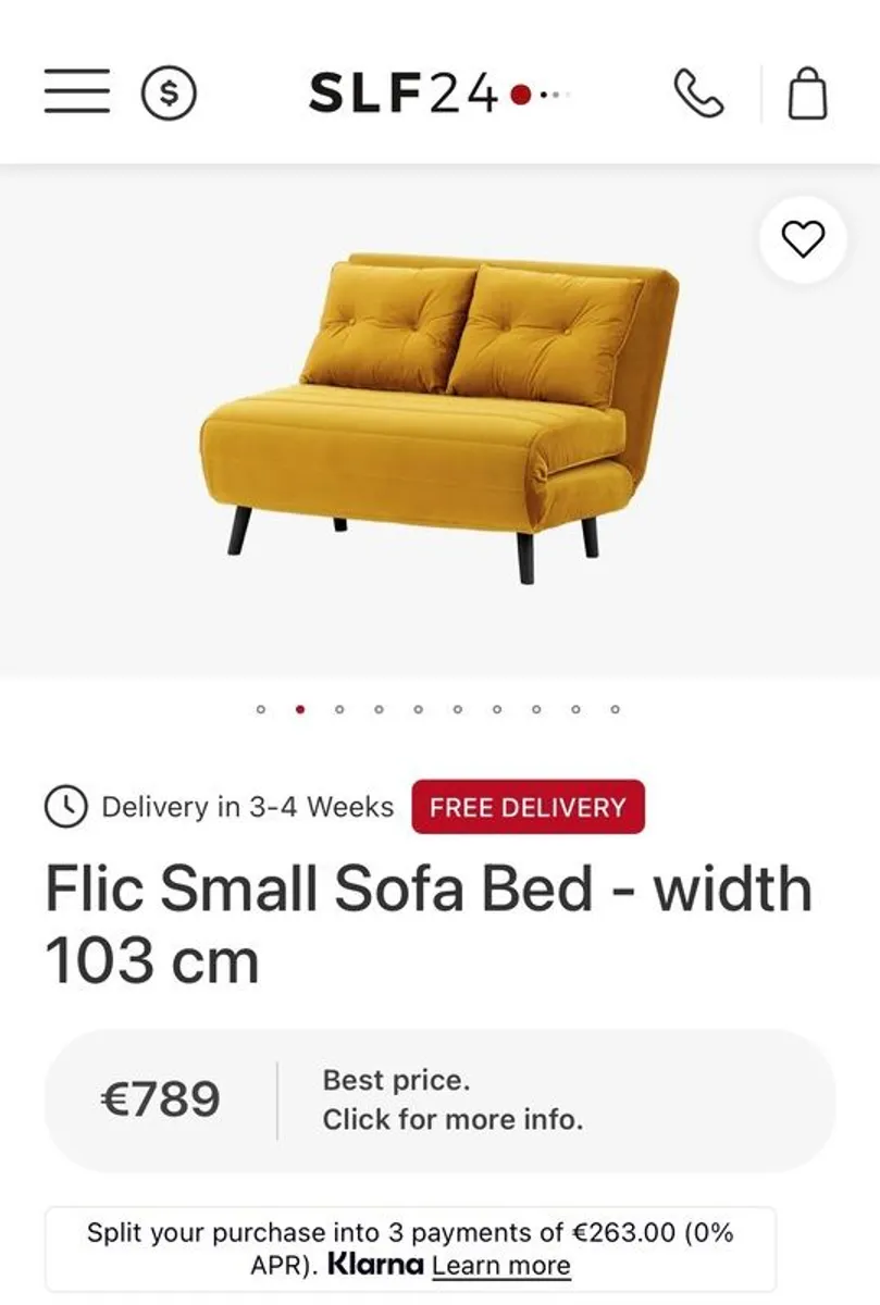 Mustard Sofa Bed from SLF.ie - Image 1