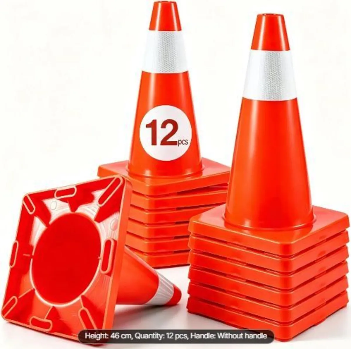 12Pack 18" Traffic Cones, Safety Road - Image 4