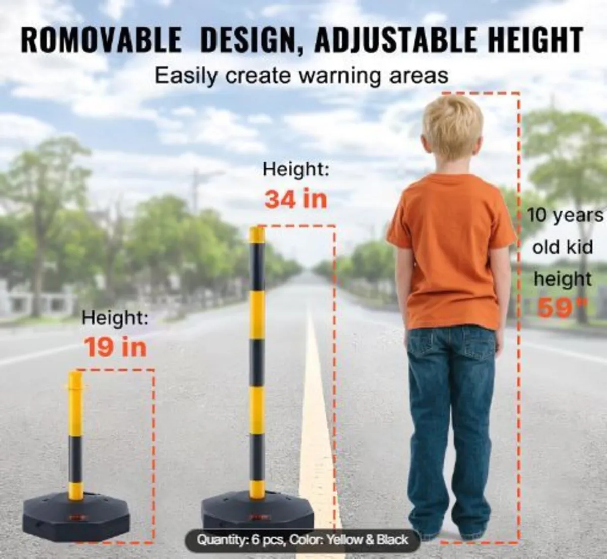Adjustable Traffic Delineator Post Cones, 6 Pack - Image 2