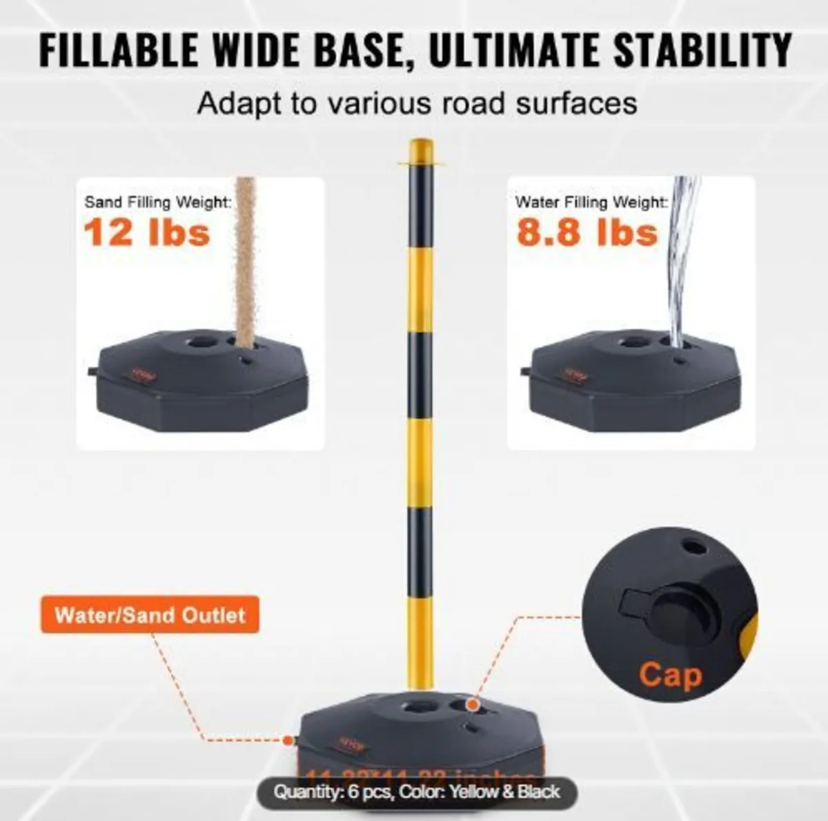 Adjustable Traffic Delineator Post Cones, 6 Pack - Image 3
