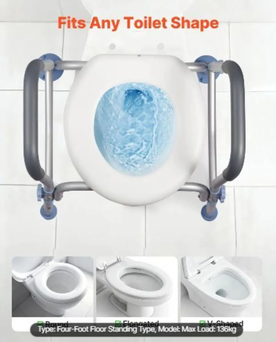 Raised Toilet Seat with Arms, 136 kg Load - Image 4