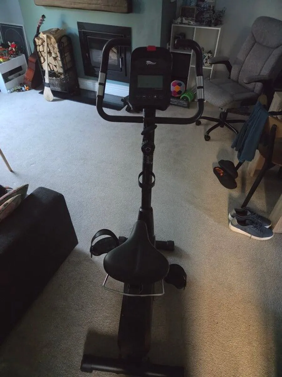 Compact Upright Exercise Bike with LCD Console & Heart Rate Sensors - Image 1