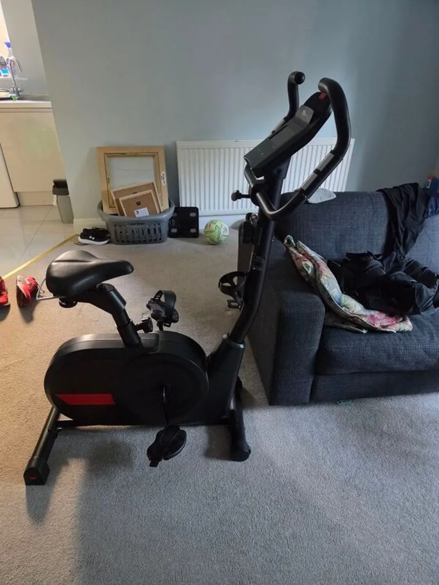 Compact Upright Exercise Bike with LCD Console & Heart Rate Sensors - Image 2