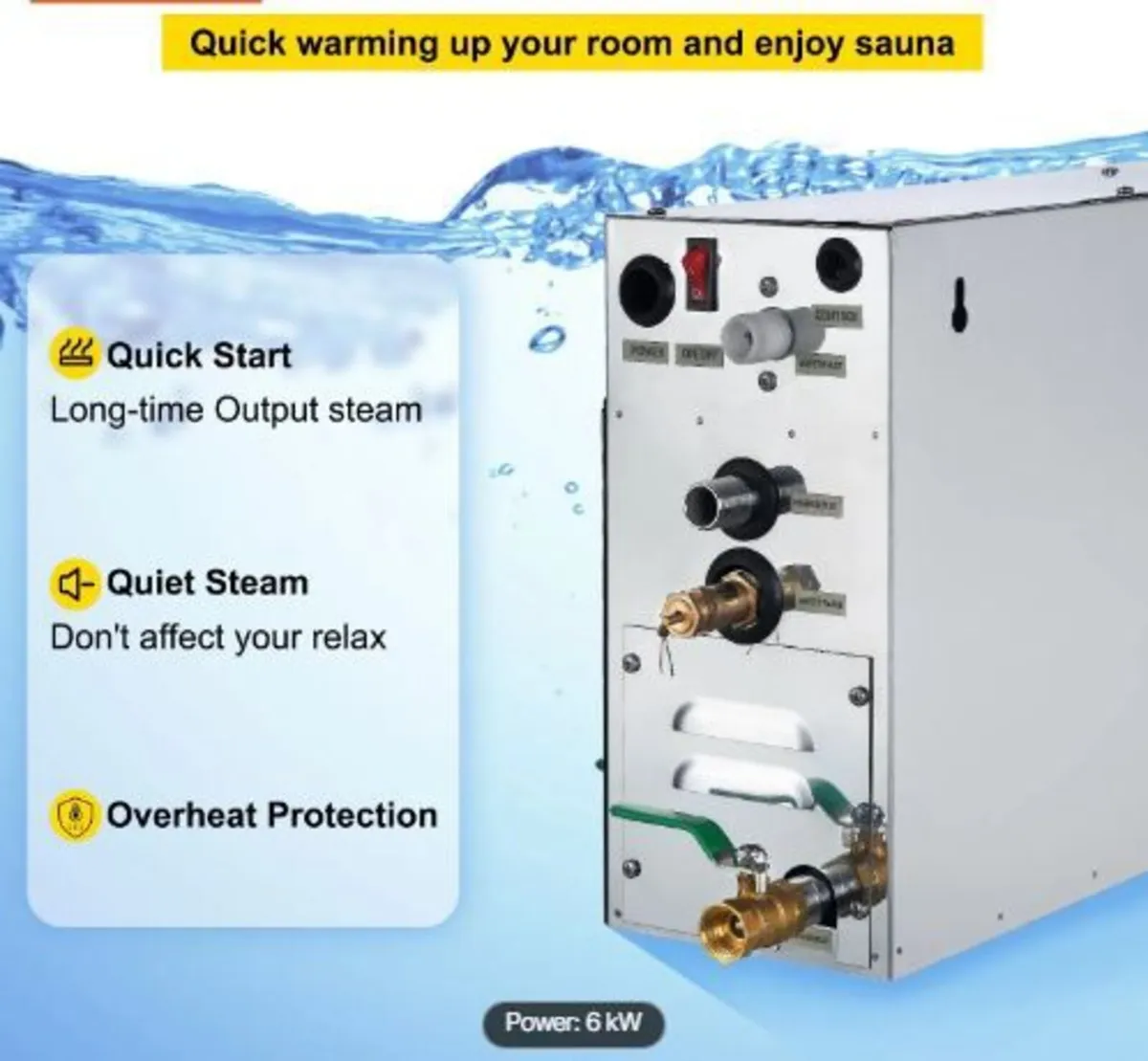 6KW Sauna Bath Steamer with LED Digital - Image 2
