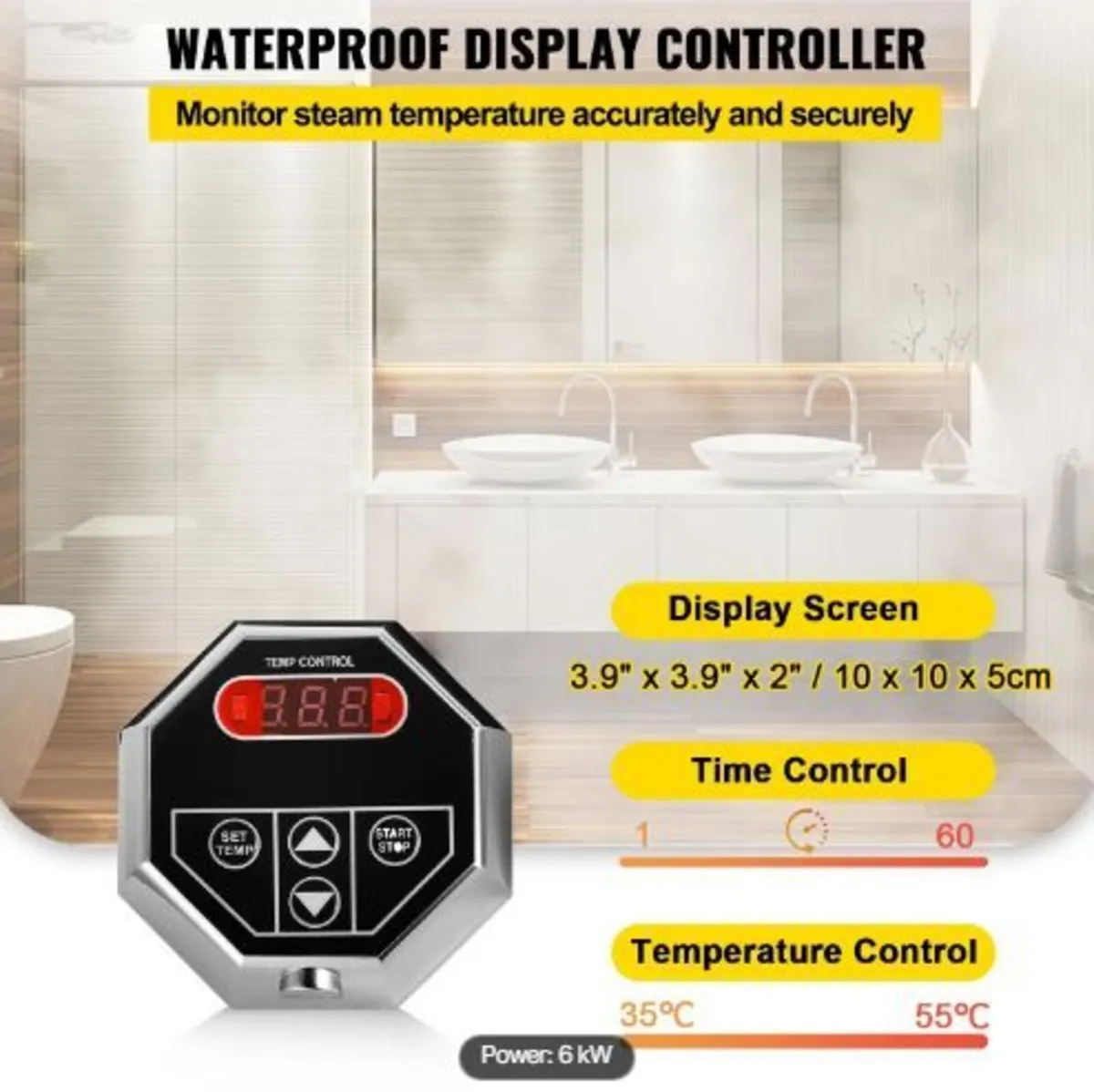6KW Sauna Bath Steamer with LED Digital - Image 4