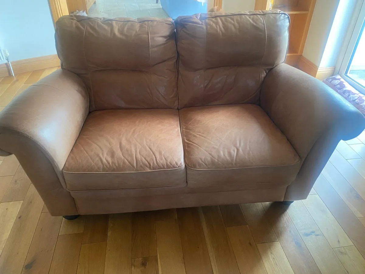 2 Seater Brown Leather Couches - Image 3