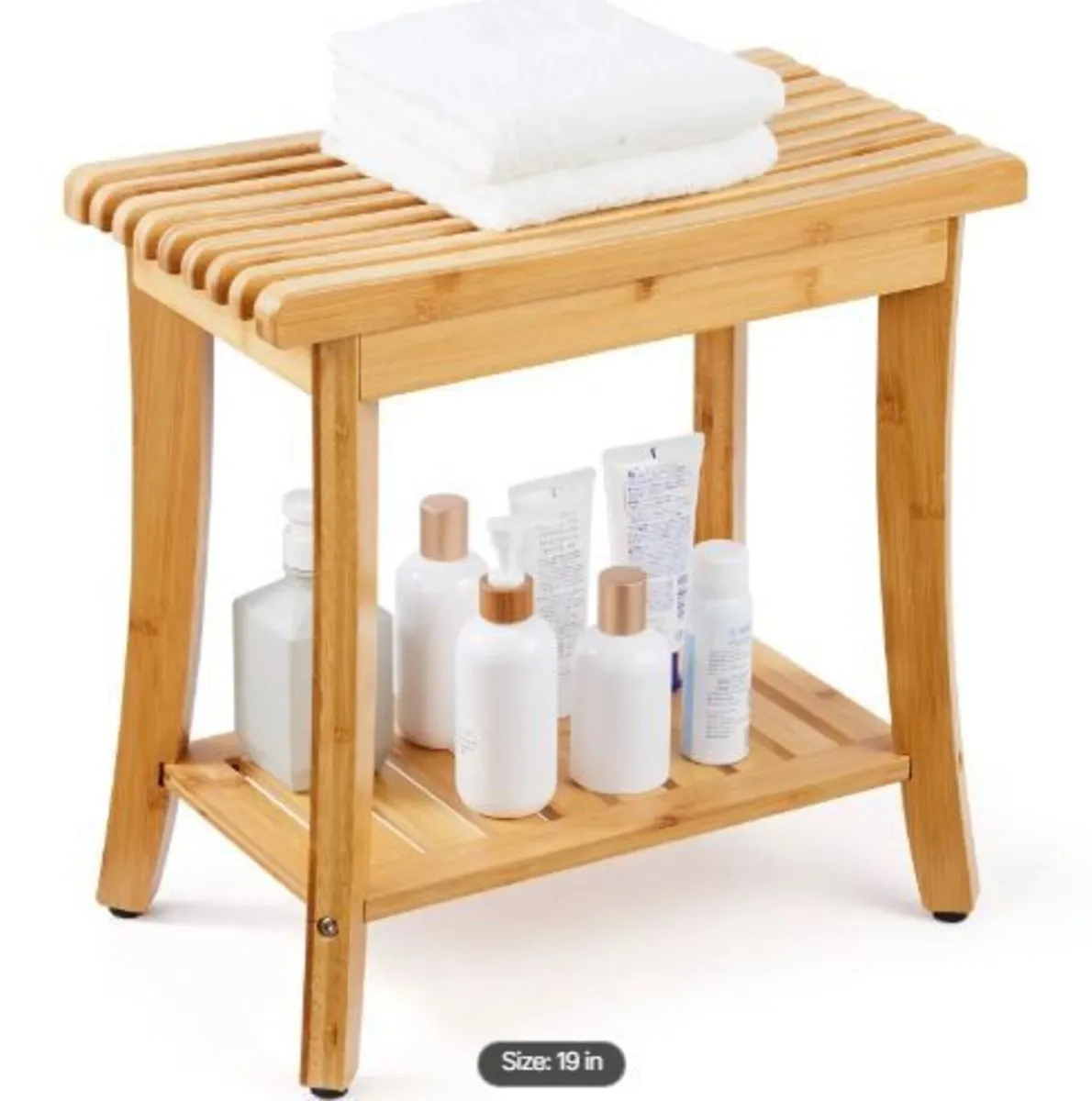 Bamboo Shower Bench 48.5 x 28.7 x 46.5 cm - Image 4