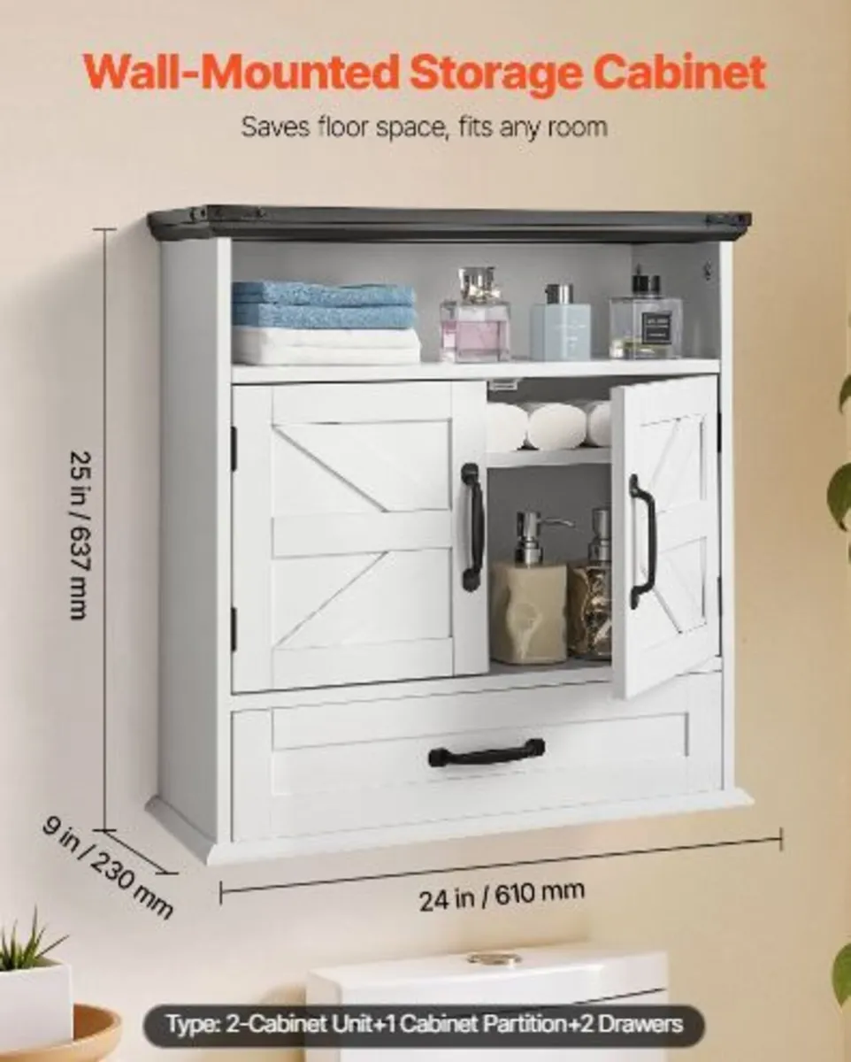 Bathroom Wall Cabinet, 2 Doors - Image 2