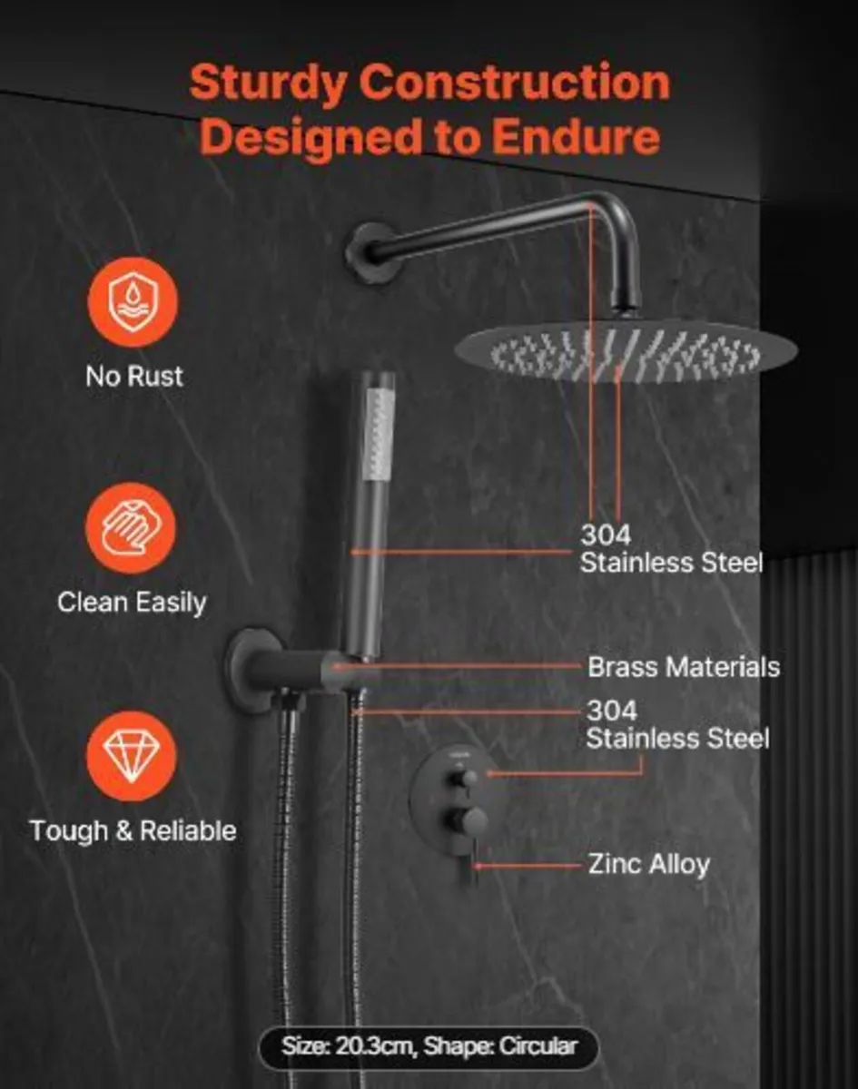 Shower Faucet Set, Rainfall Bathroom - Image 3