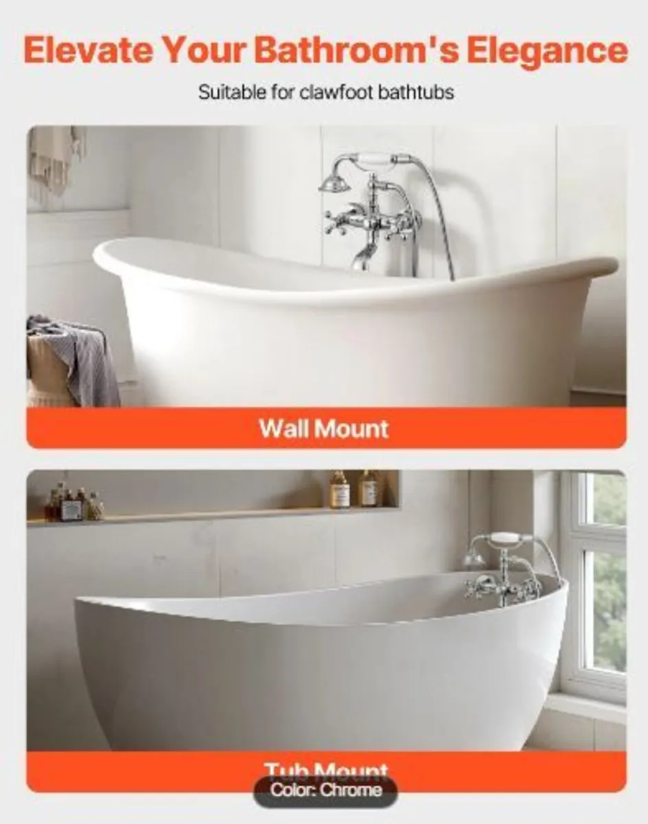 Clawfoot Tub Faucet, Wall Mount Bathtub Faucets - Image 2