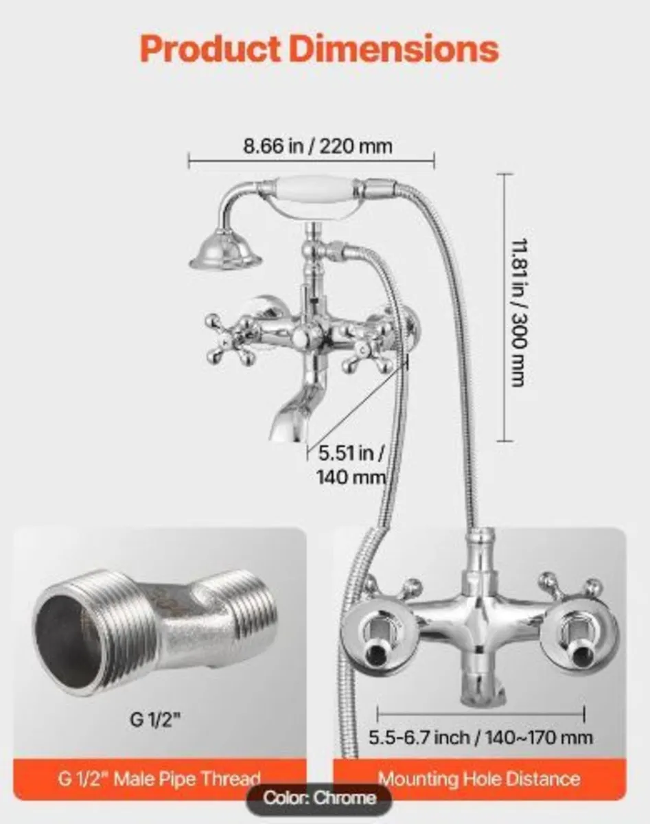 Clawfoot Tub Faucet, Wall Mount Bathtub Faucets - Image 4
