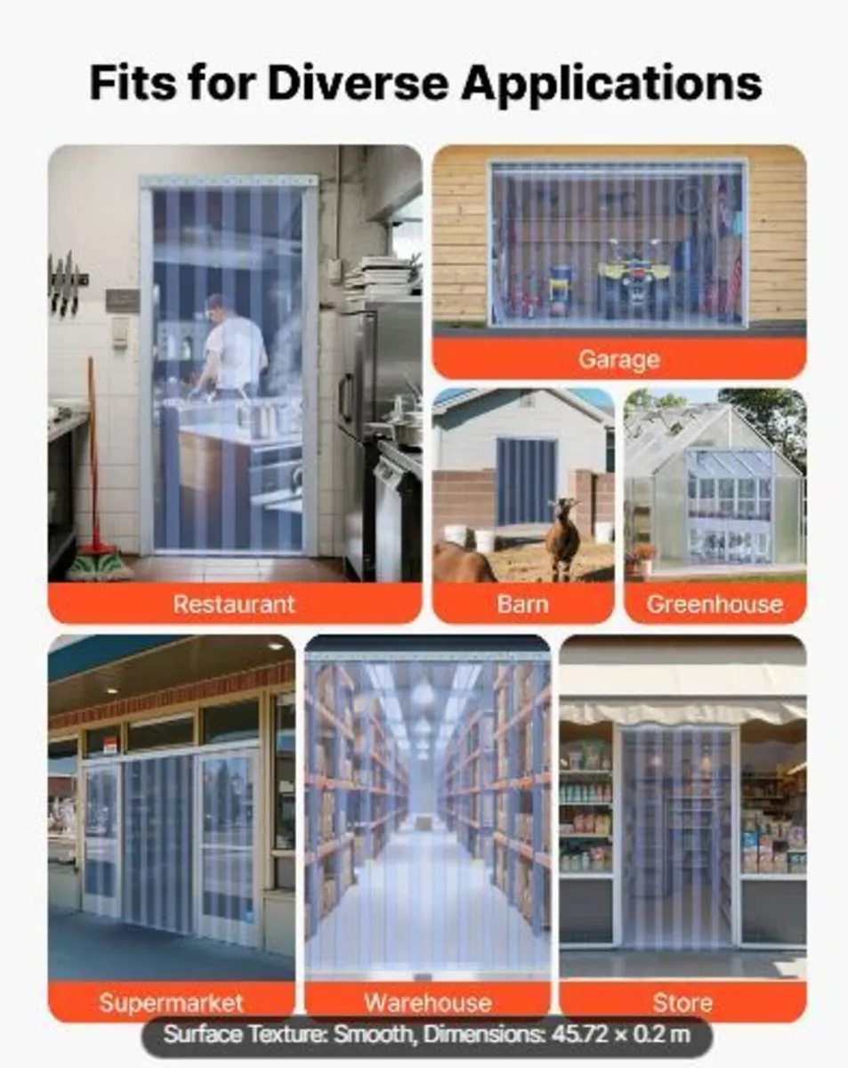 Clear PVC Strip Curtain, 45.7 m Length x 20 cm - Image 2