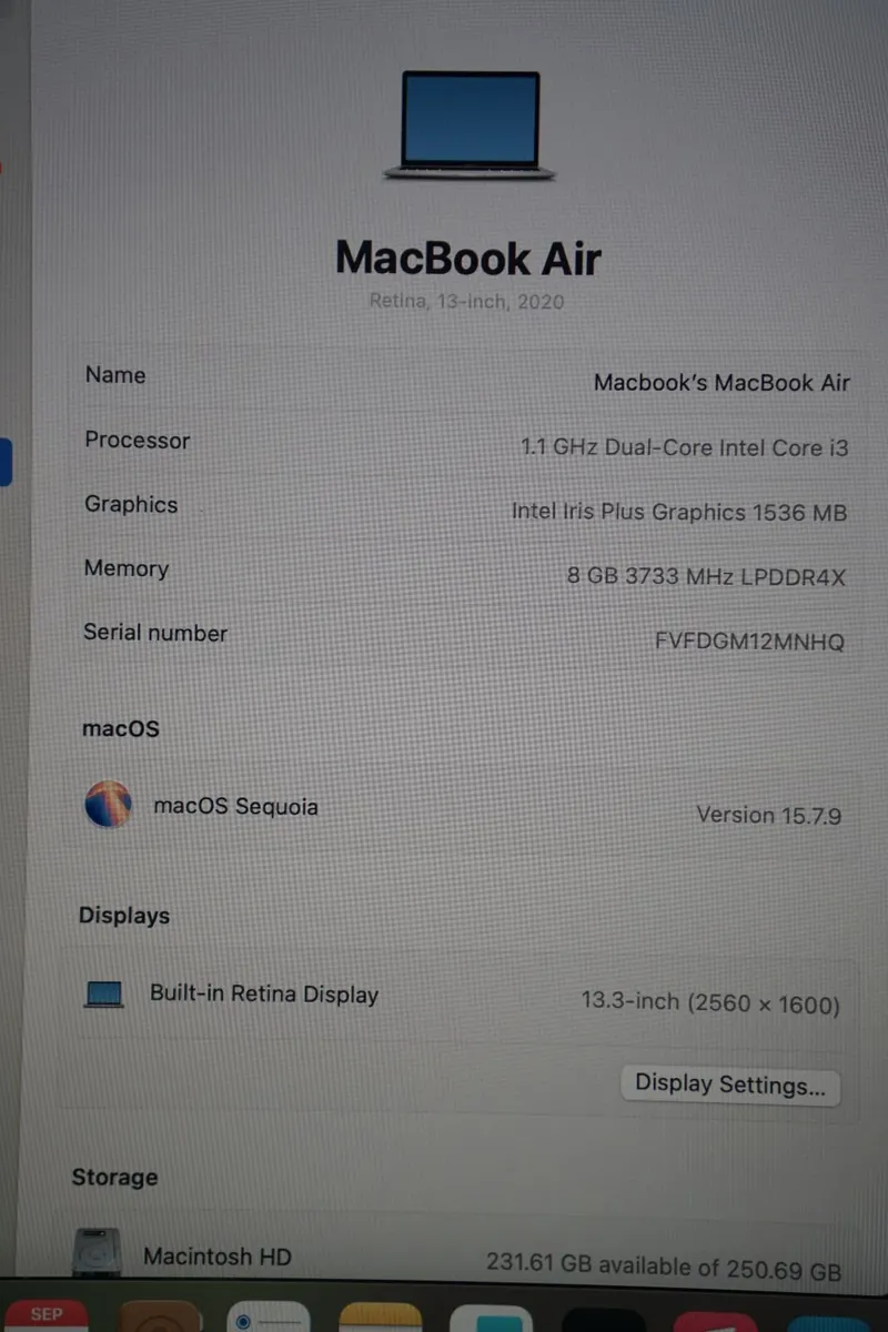MacBook Air Retina 13" 2020 | i3 | 8GB | 256GB - Image 2