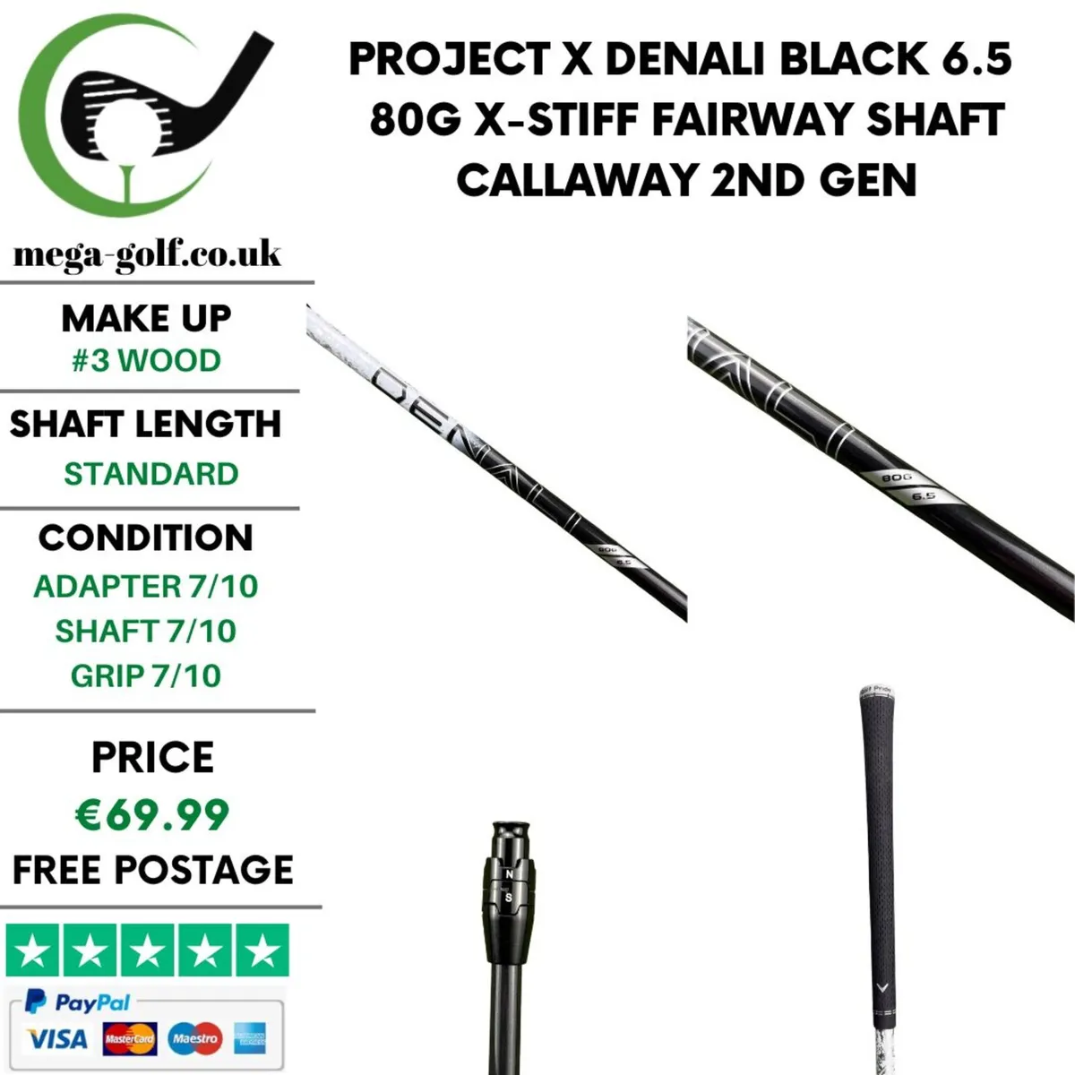 Project X Denali Black 6.5 80g X-Stiff #3 Wood - Image 1