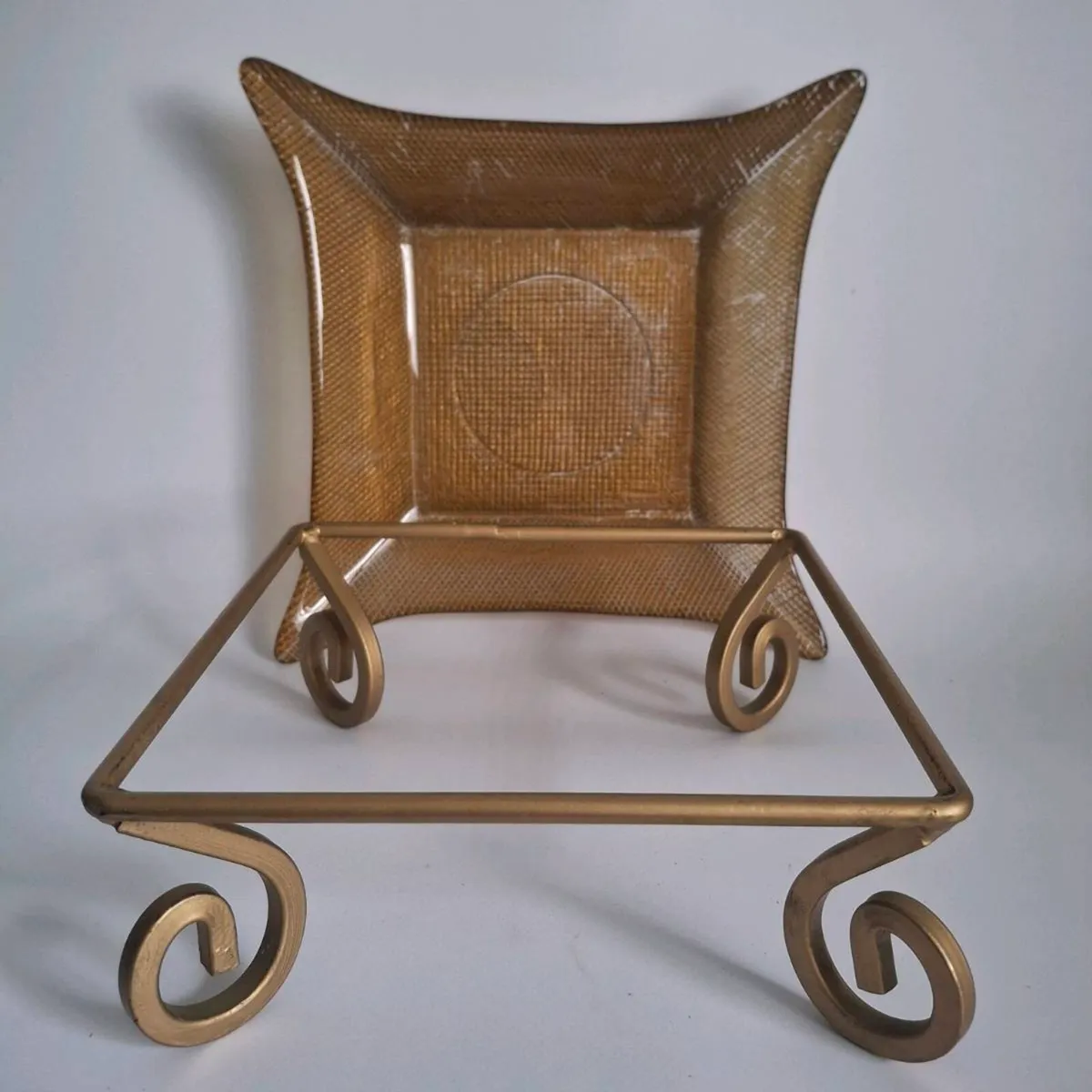1970s Amber Waffle Glass Tray - Image 2
