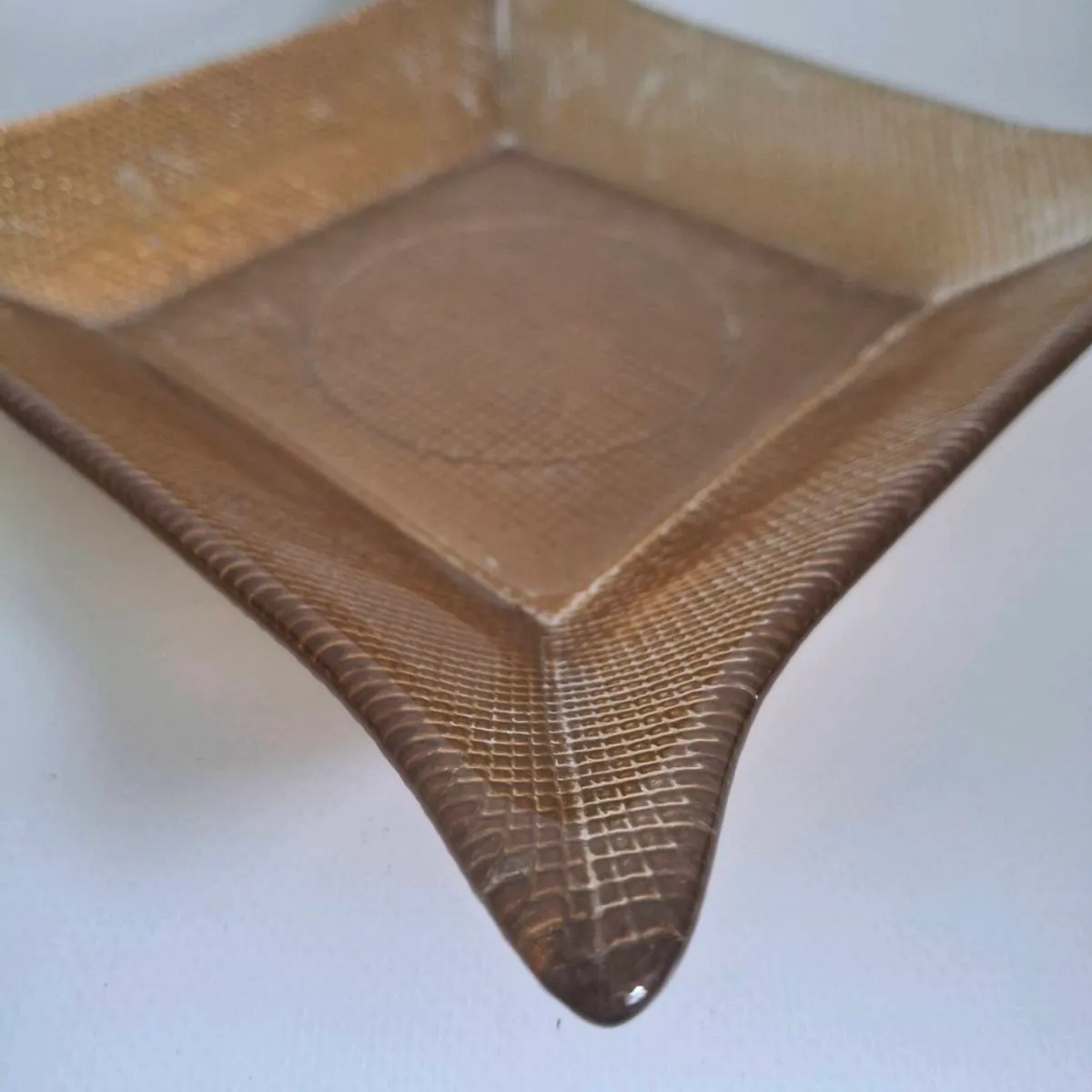 1970s Amber Waffle Glass Tray - Image 3