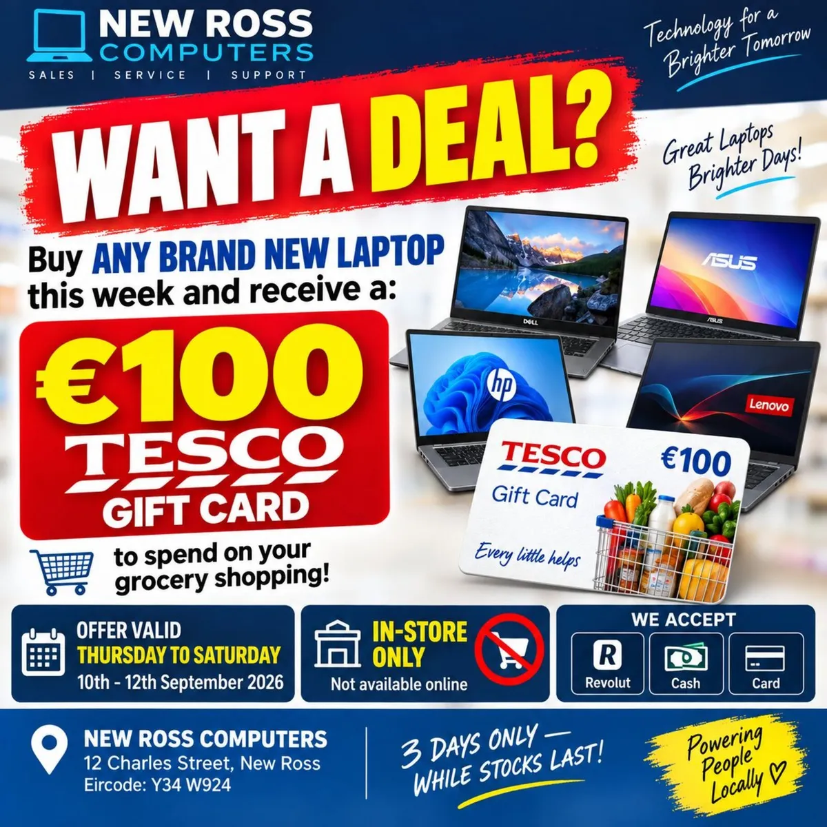 Laptop Deals.  Get a €100 Tesco Gift Card