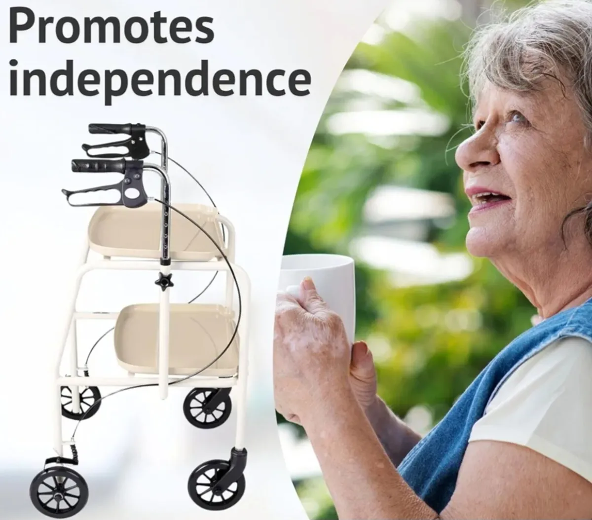 Mobility walker trolley with wheels & brakes - NEW - Image 3