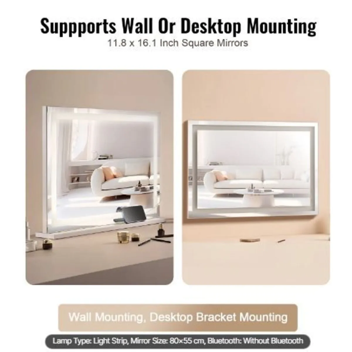 Lighted Makeup Mirror 3 Color Vanity w/ USB - Image 2