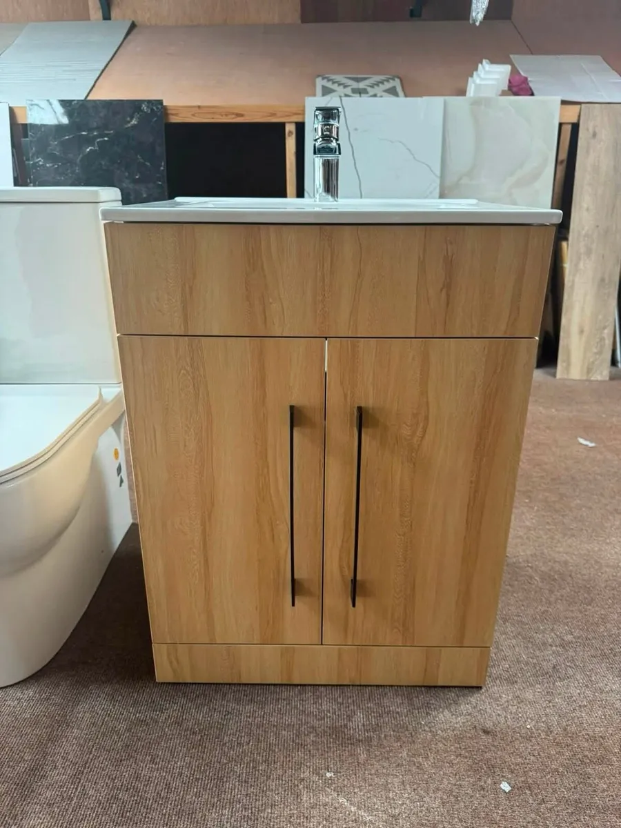 Clearance Oak Brand Vanity Unit & Tap