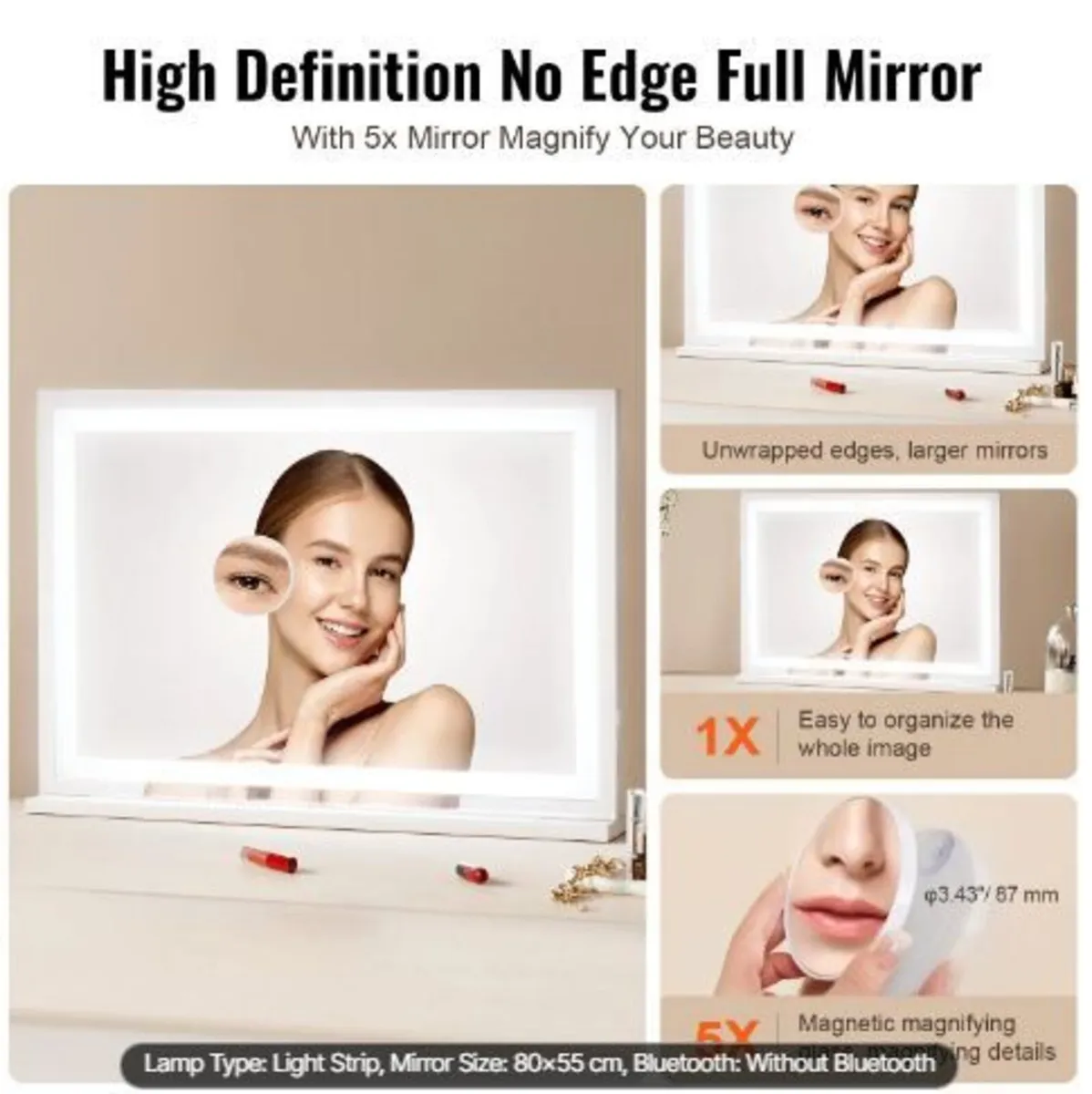 Lighted Makeup Mirror 3 Color Vanity w/ USB - Image 3