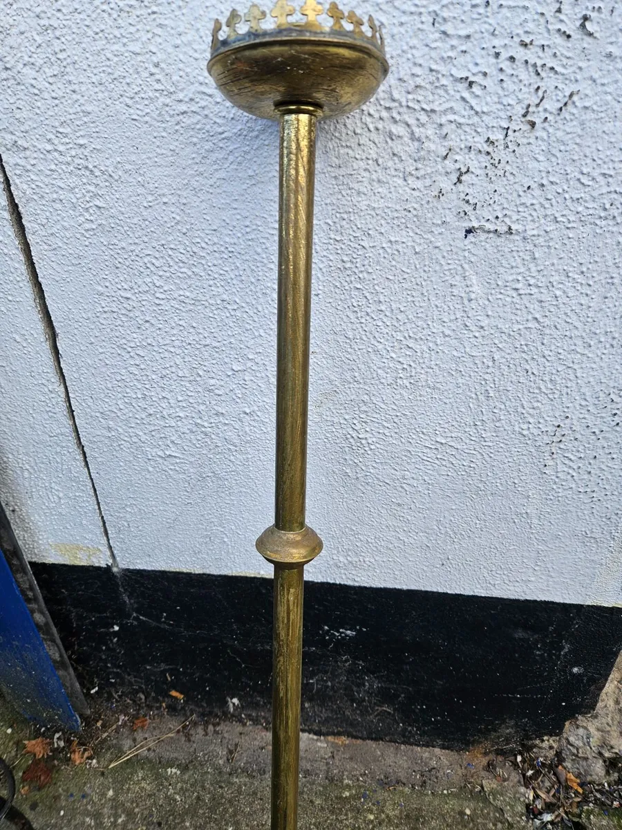 Vintage Brass Church Candle Stick - Image 2