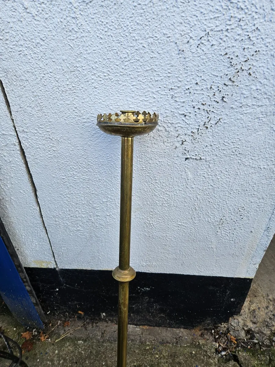 Vintage Brass Church Candle Stick - Image 3