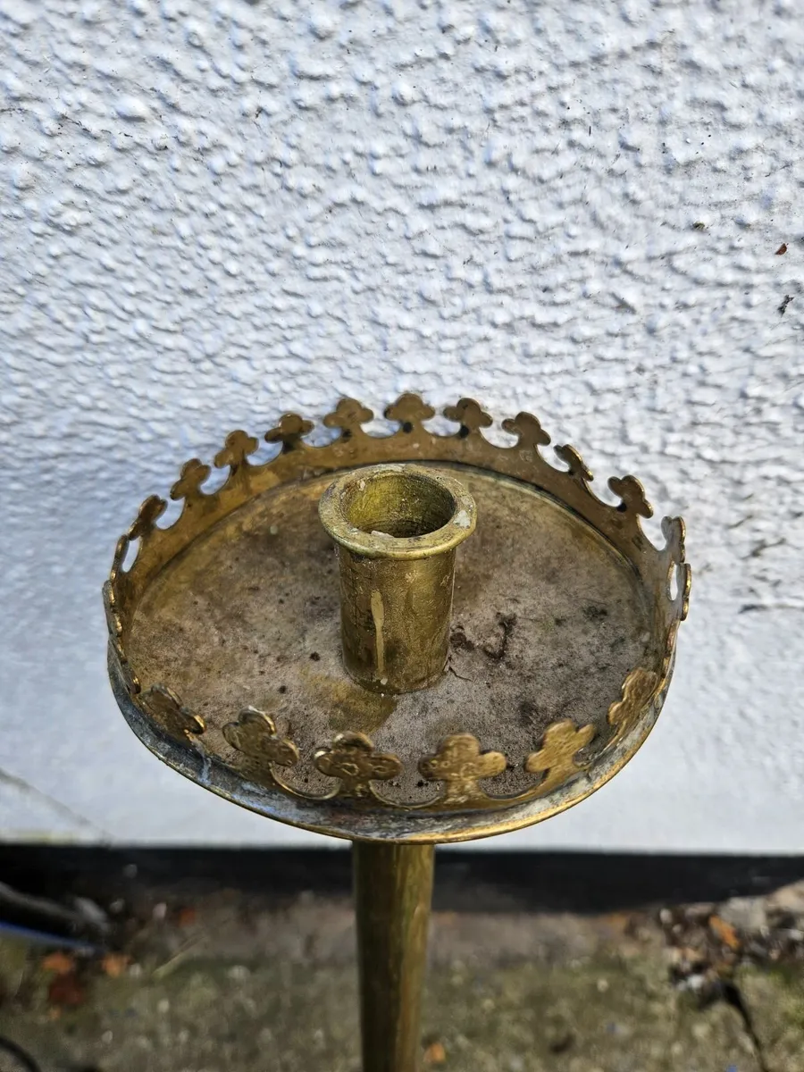 Vintage Brass Church Candle Stick - Image 4
