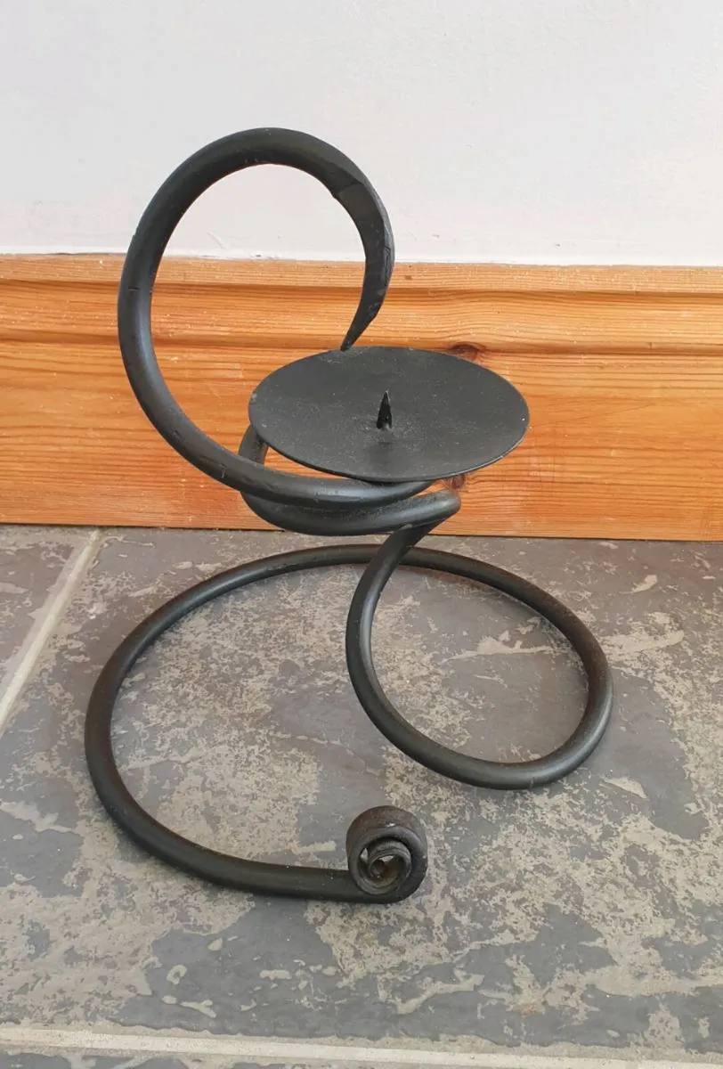 Wrought Iron Candle Holder - Matt Black - Image 2
