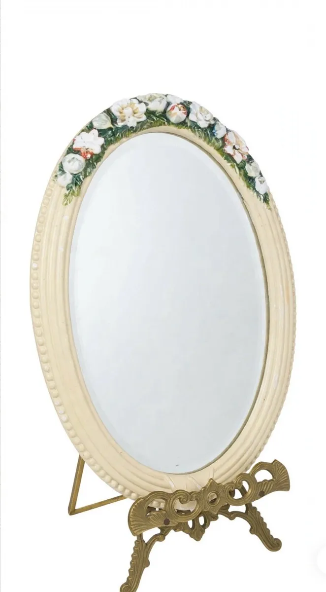 Antique WH Bossons ornate hand painted mirror - Image 1
