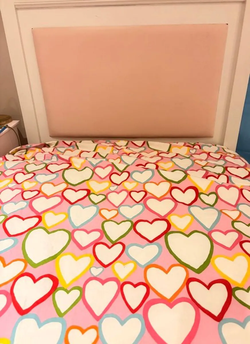 Wooden Single bed with Pink Headboard - Image 2