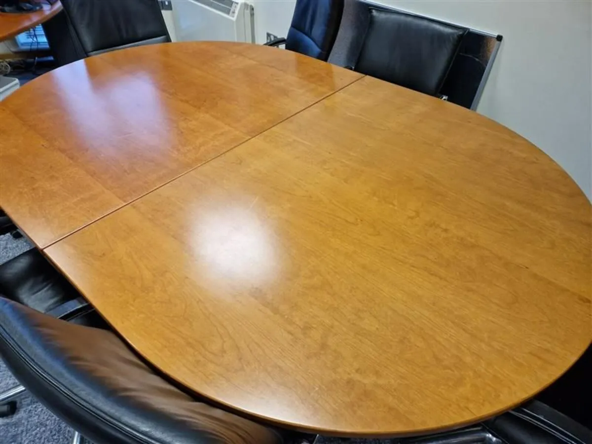 Oval Meeting Table & Filing Cabinet - Image 1