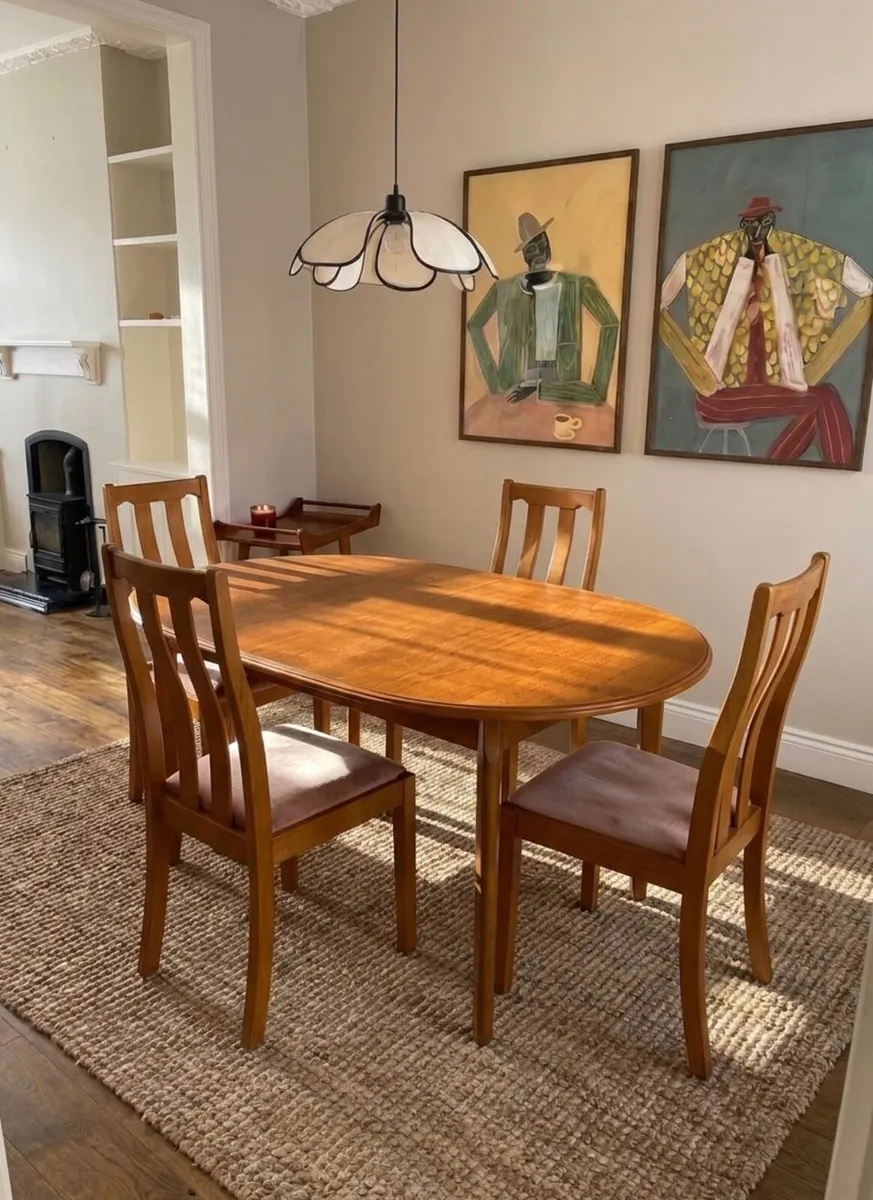 Vintage Mid Century Teak Extending Dining Set - Image 1