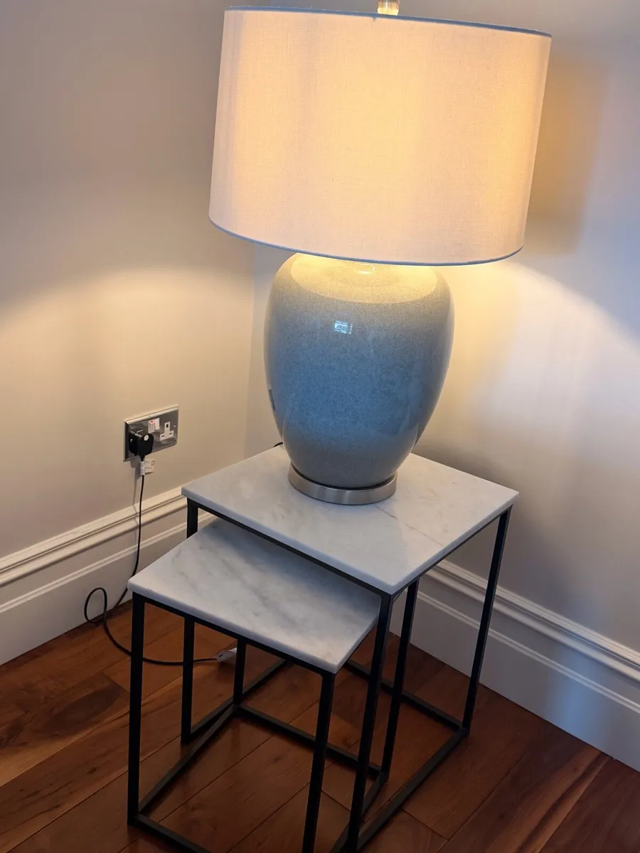 Pair of Large Grey Ceramic Table Lamps - Image 2