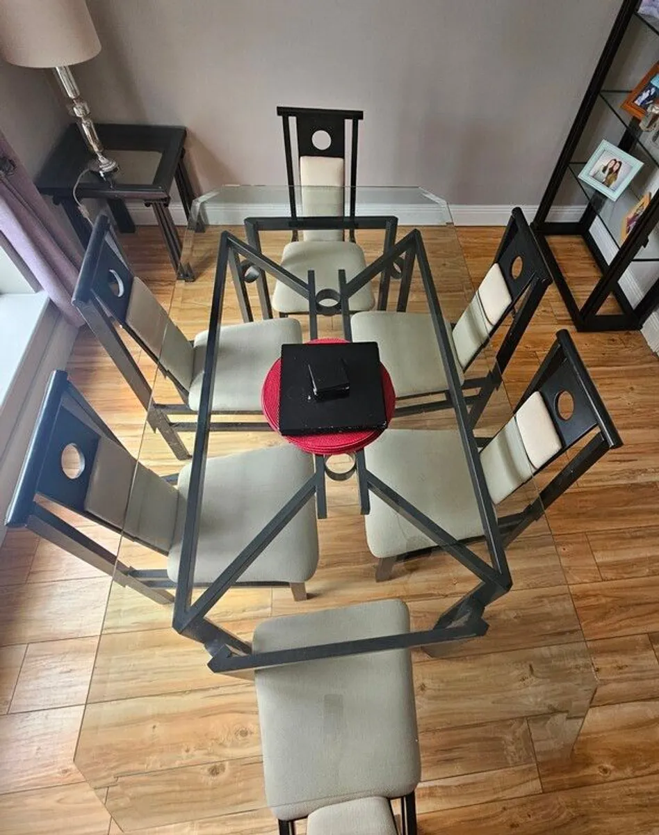 Large Glass Dining Table & 6 Chairs  - seats 6/8 - Image 1