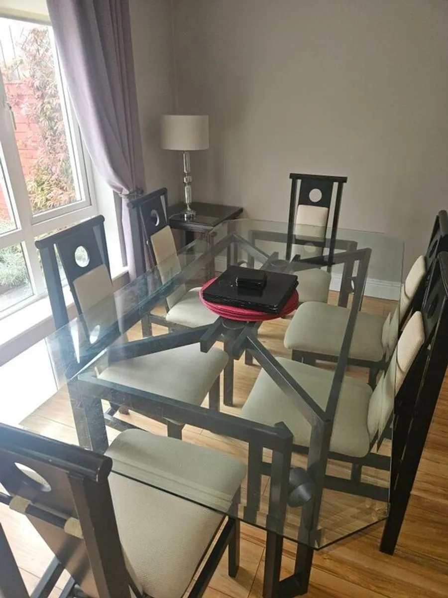 Large Glass Dining Table & 6 Chairs  - seats 6/8 - Image 2