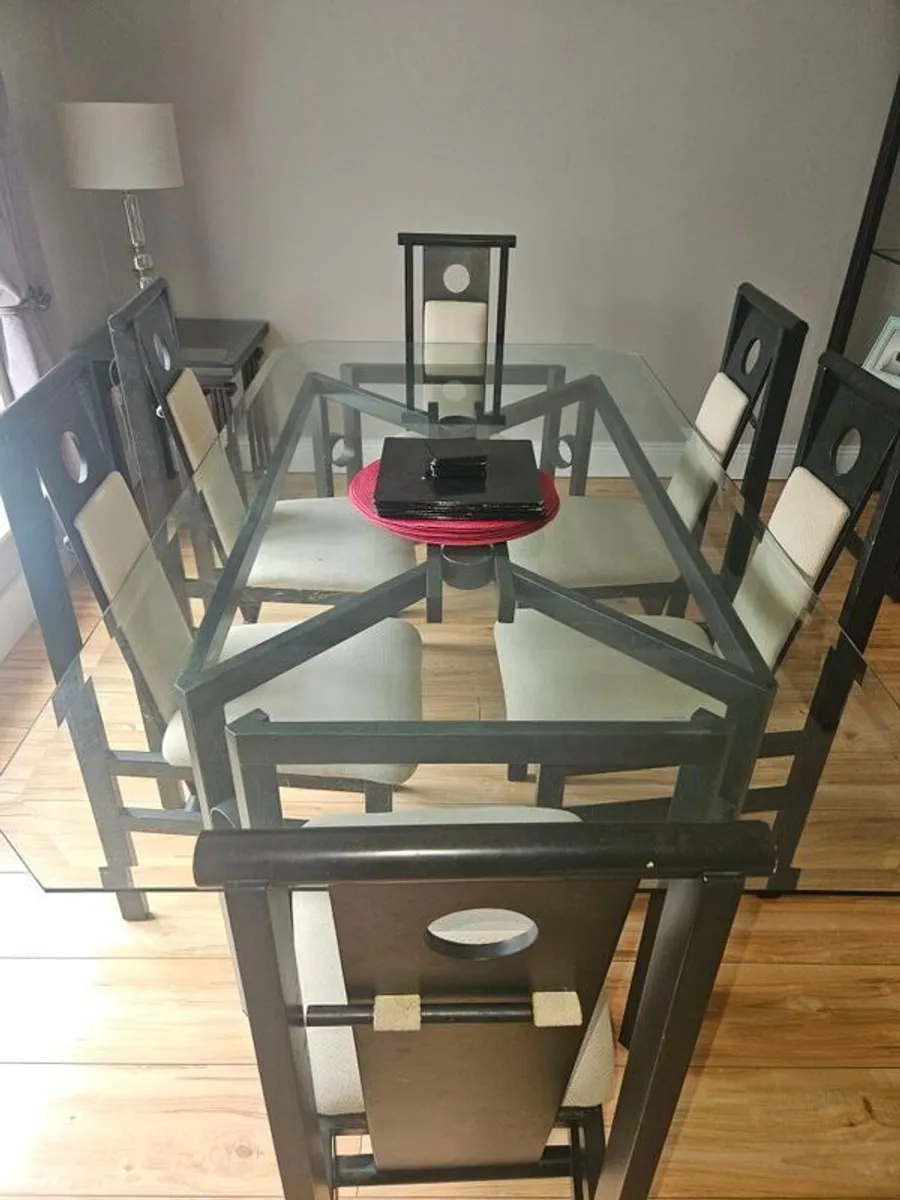 Large Glass Dining Table & 6 Chairs  - seats 6/8 - Image 3