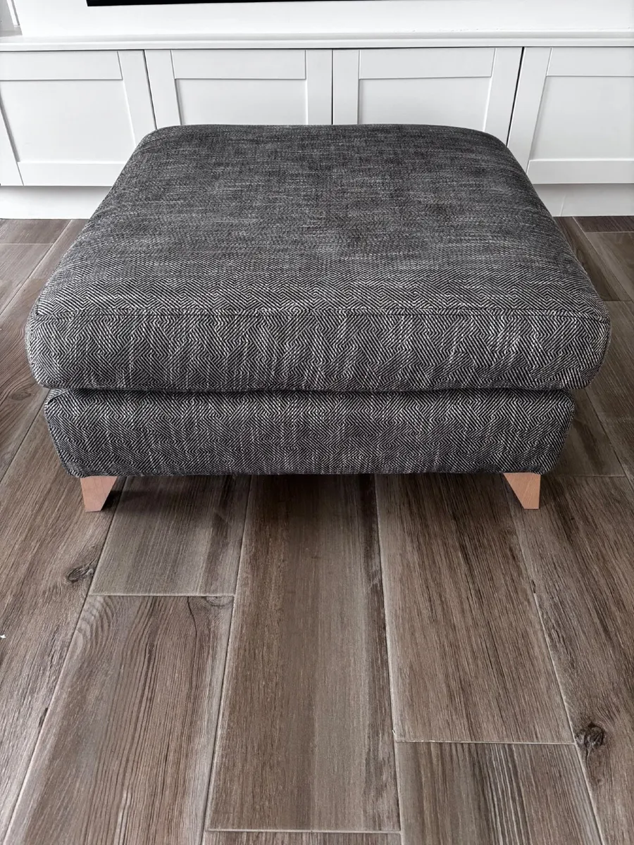 Footstool/Pouffe Navy & White Herringbone - Image 1