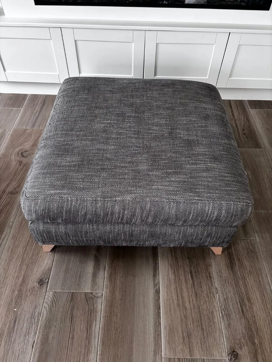 Footstool/Pouffe Navy & White Herringbone - Image 2