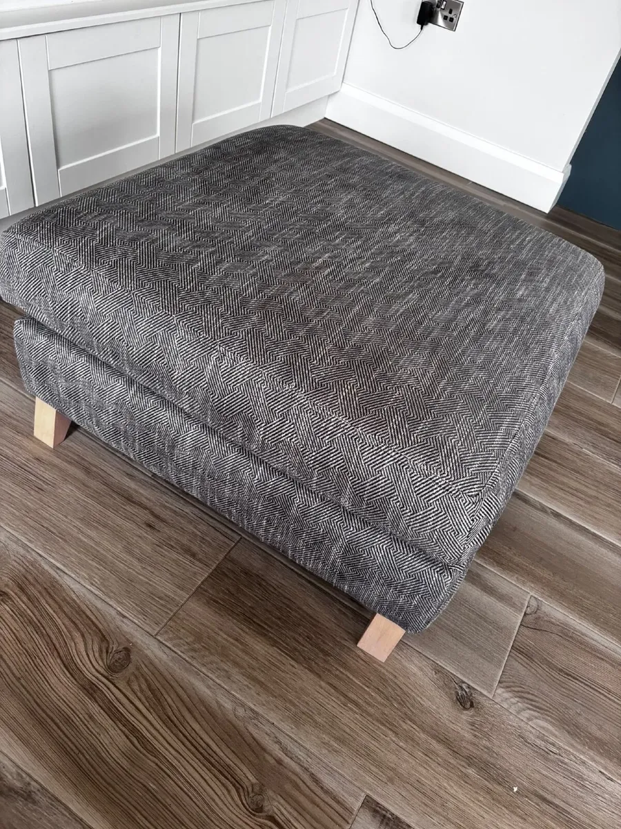Footstool/Pouffe Navy & White Herringbone - Image 3