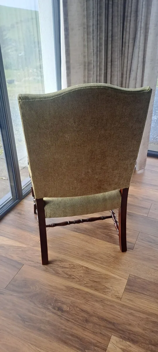 Vintage upholstered armchairs with carved wood - Image 3
