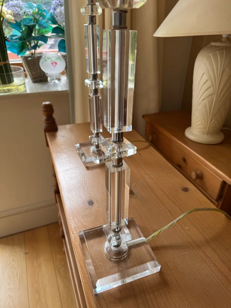 Pair of Glass Table Lamps – Crystal Style - Image 2