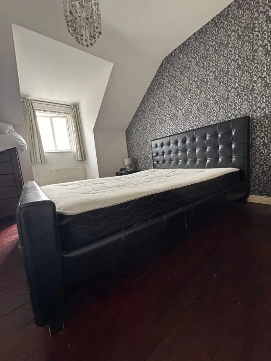 King Size Bed Frame + Mattress,  V Good Condition - Image 1