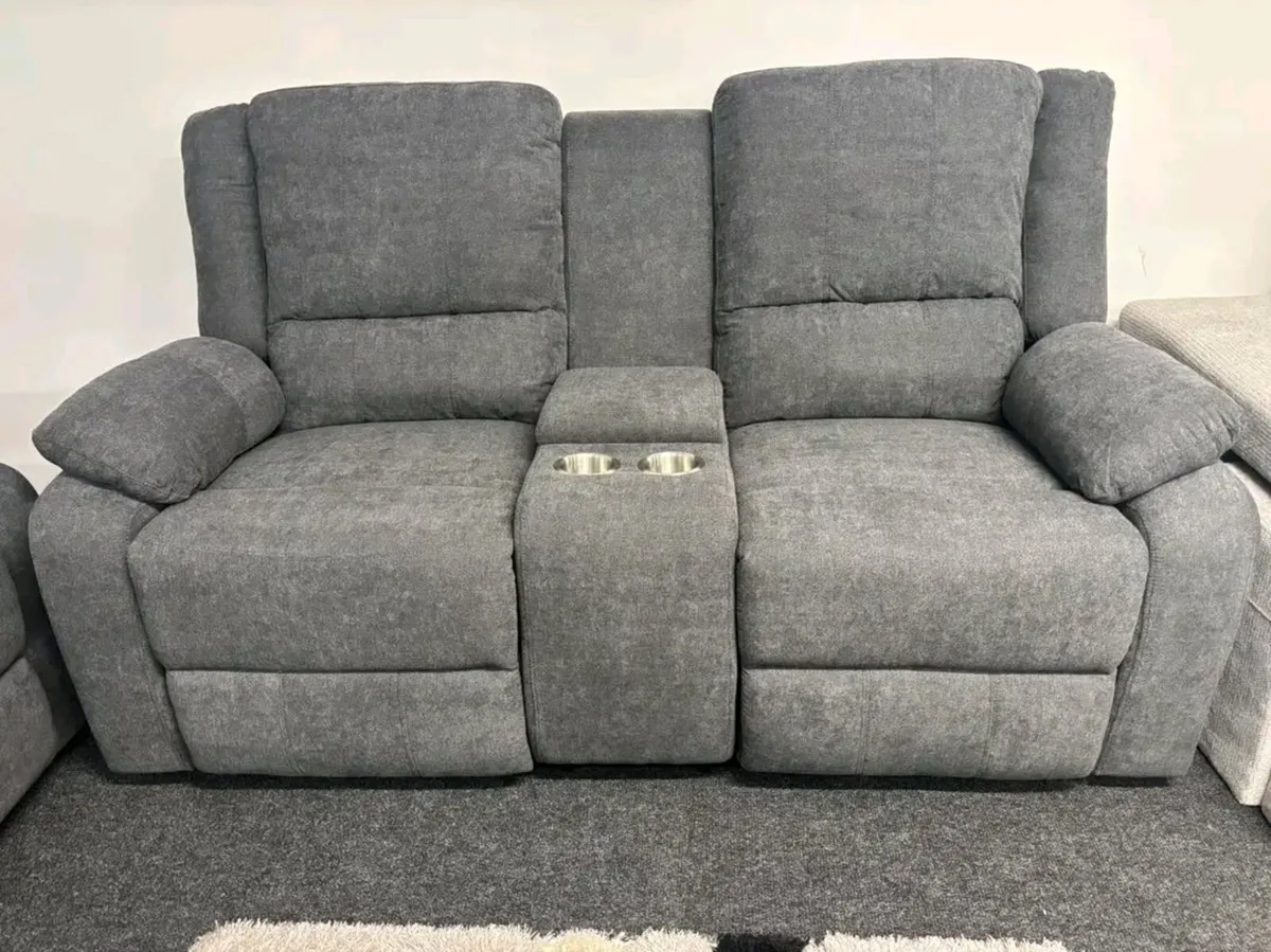 New Mayfair Grey Fabric Recliner Sofa Set - Image 3