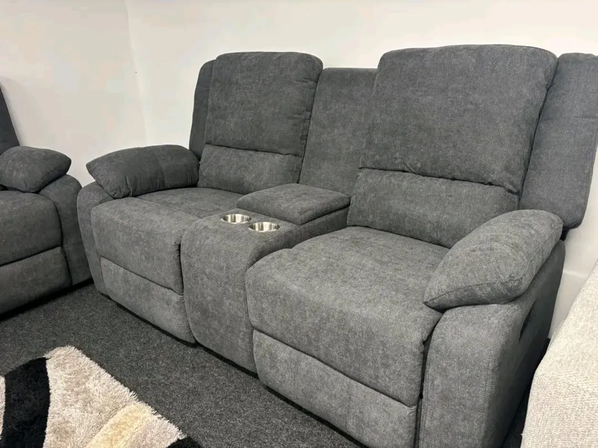 New Mayfair Grey Fabric Recliner Sofa Set - Image 4