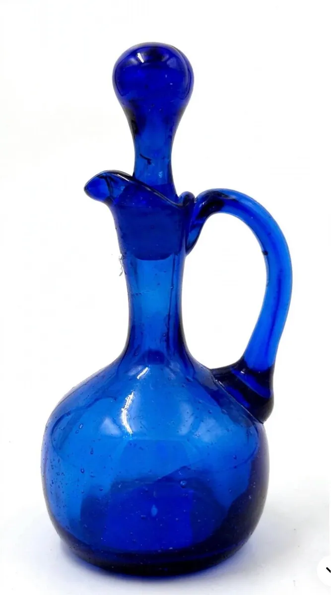 Vintage cobalt blue glass cruet