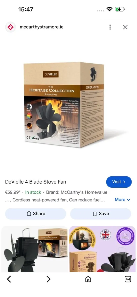 De VIELLE 4 Blade Stove Fan - Image 3