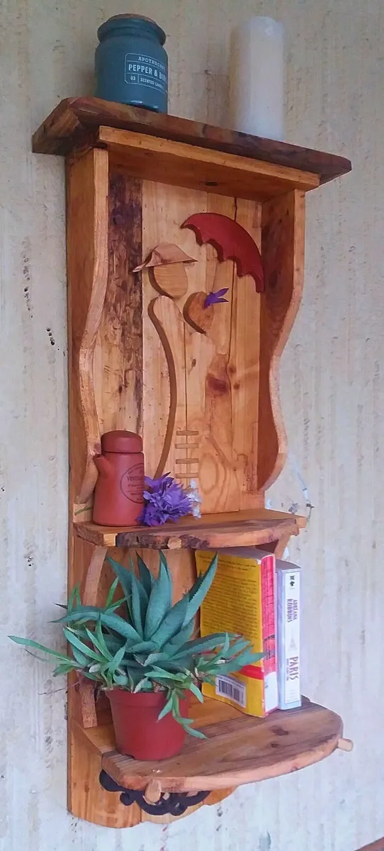 Rustic Driftwood Couple Floating shelf display - Image 2
